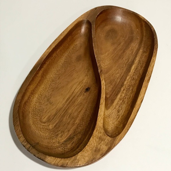 Vintage MCM Two Part Wood Serving Tray - Picture 6 of 7